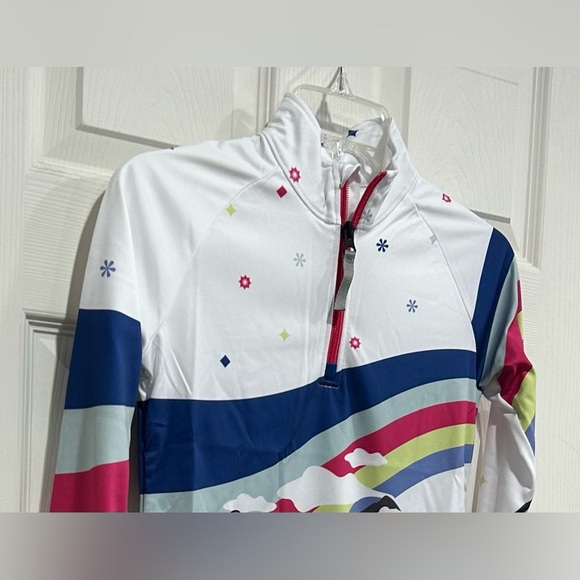 Spyder Girls M Medium Surface Half Zip Zip T-Neck White Blue NWT - Picture 2 of 11